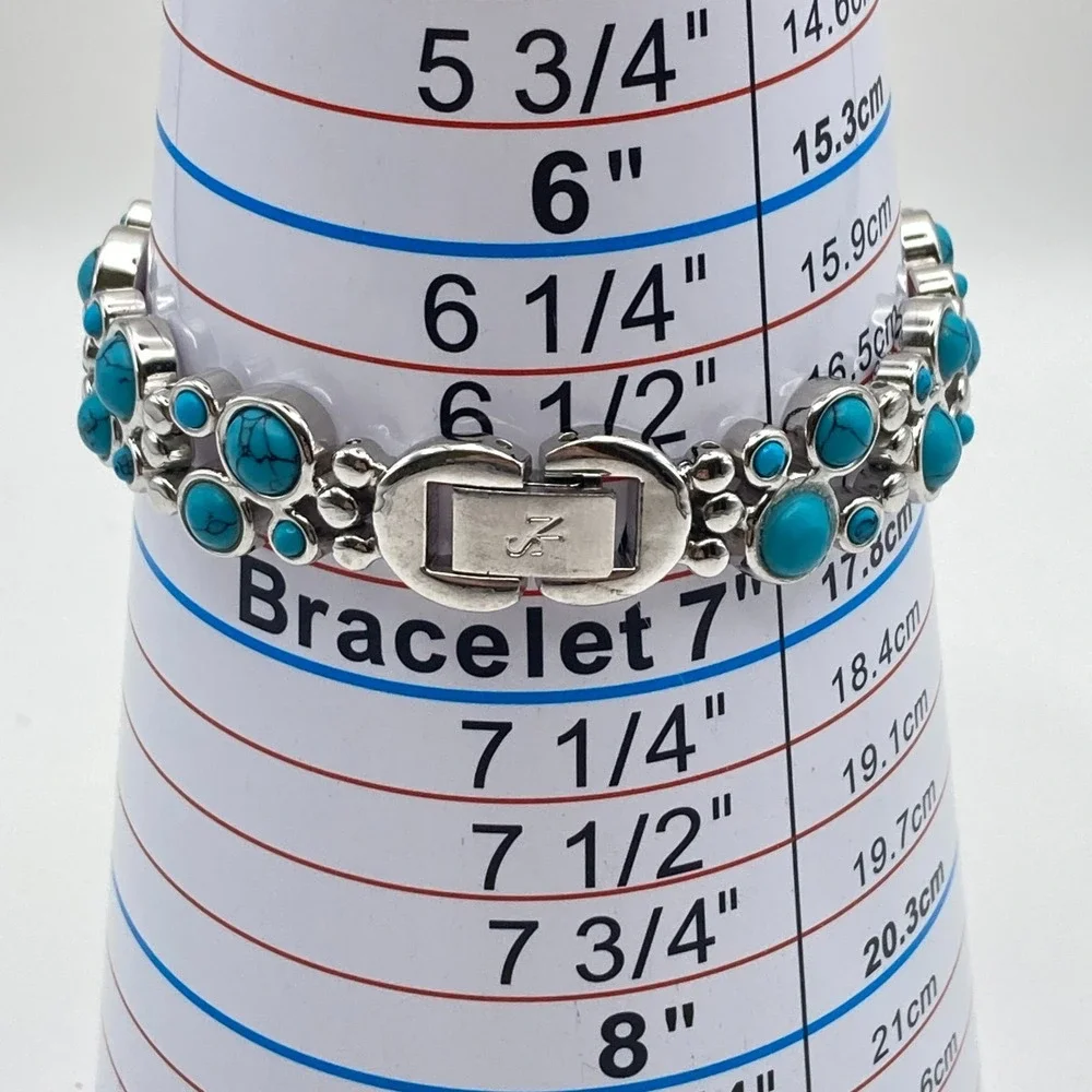 Newbridge Women's Watch 22mm Silver Tone Blue Southwest New Battery 6.75